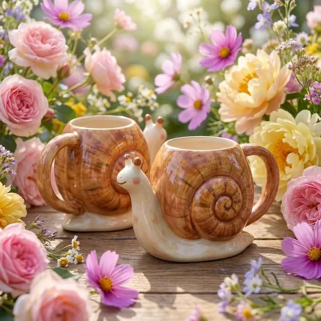 Snail Ceramic Mug | Handmade Whimsical Garden Coffee & Tea Cup Siporia