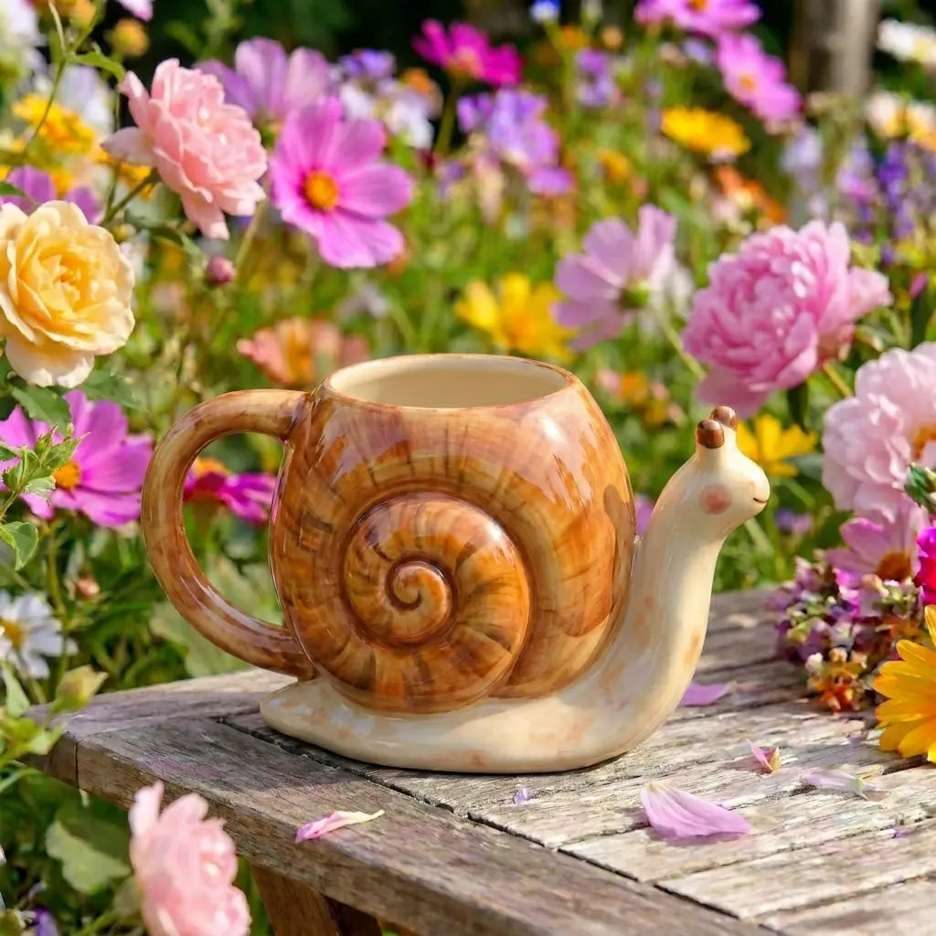 Snail Ceramic Mug | Handmade Whimsical Garden Coffee & Tea Cup Siporia