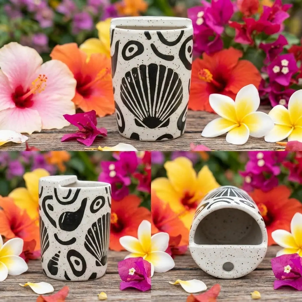 Coastal Seashell Ceramic Mug | Handmade Beach Coffee & Tea Cup Siporia
