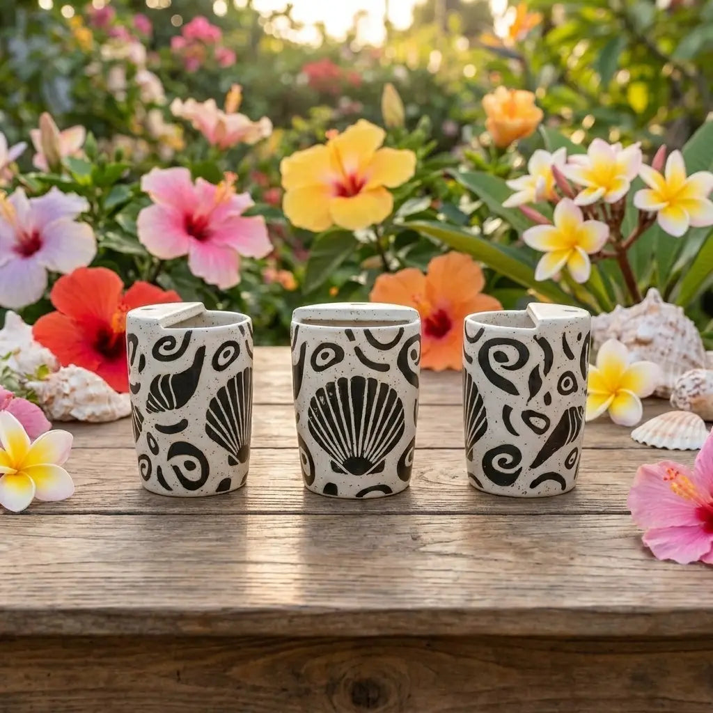 Coastal Seashell Ceramic Mug | Handmade Beach Coffee & Tea Cup Siporia