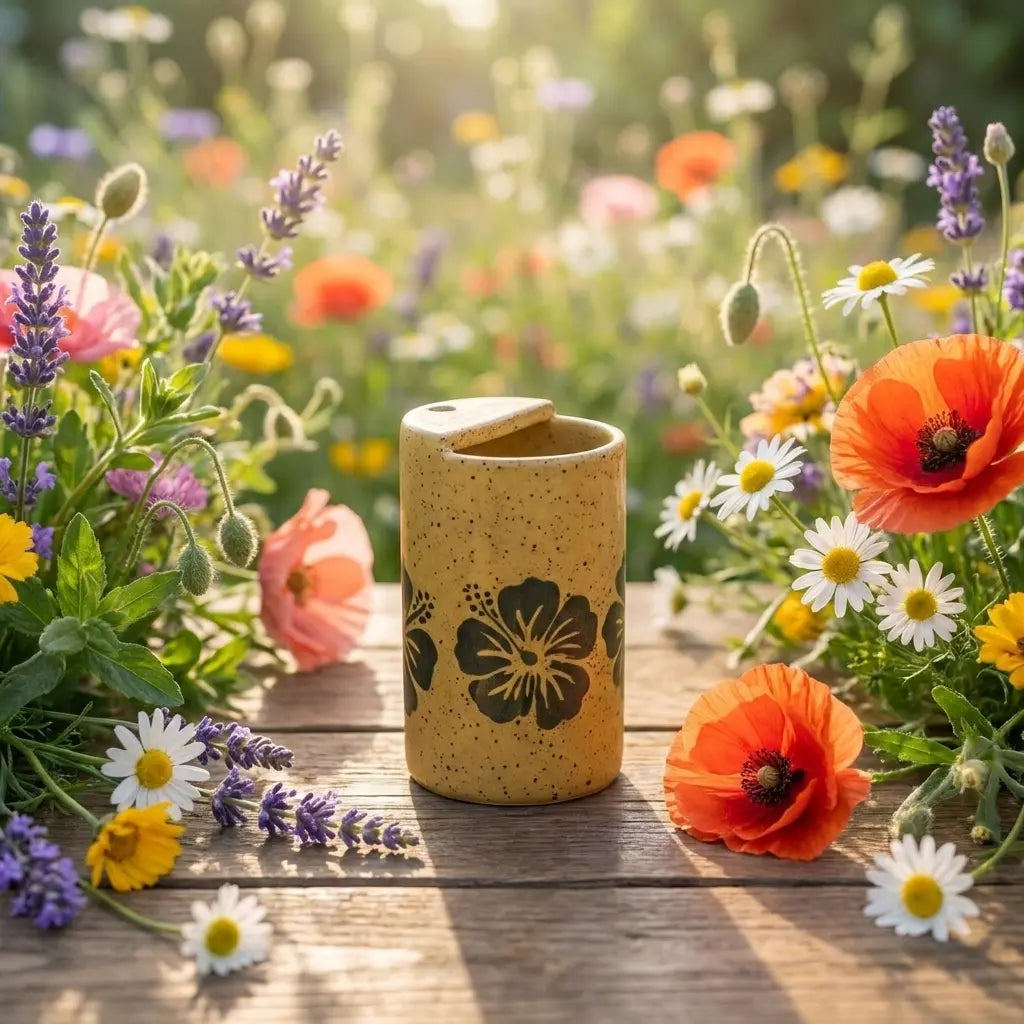 Hibiscus Bloom Stoneware Mug | Tropical Floral Handmade Ceramic Coffee Cup Siporia
