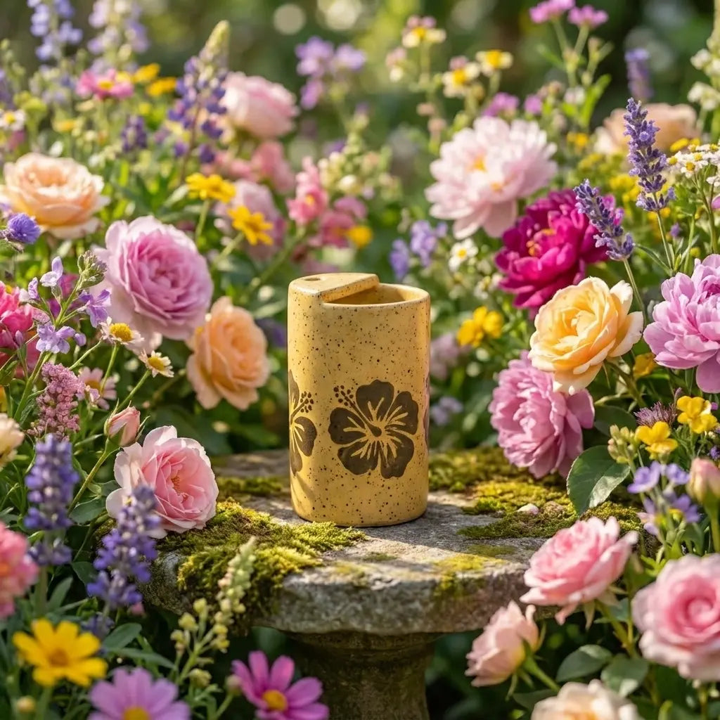 Hibiscus Bloom Stoneware Mug | Tropical Floral Handmade Ceramic Coffee Cup Siporia
