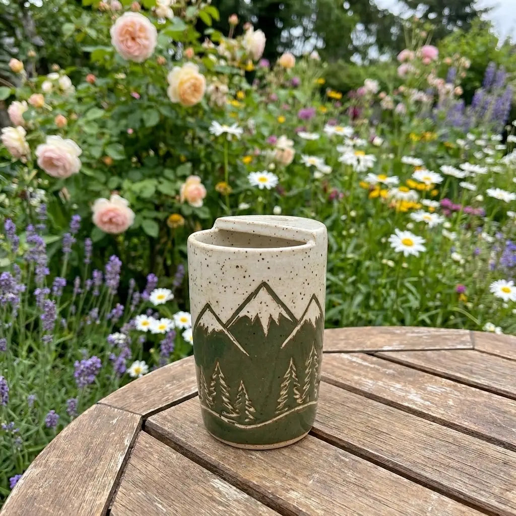 Mountain Forest Stoneware Mug | Rustic Handmade Ceramic Coffee & Tea Cup Siporia