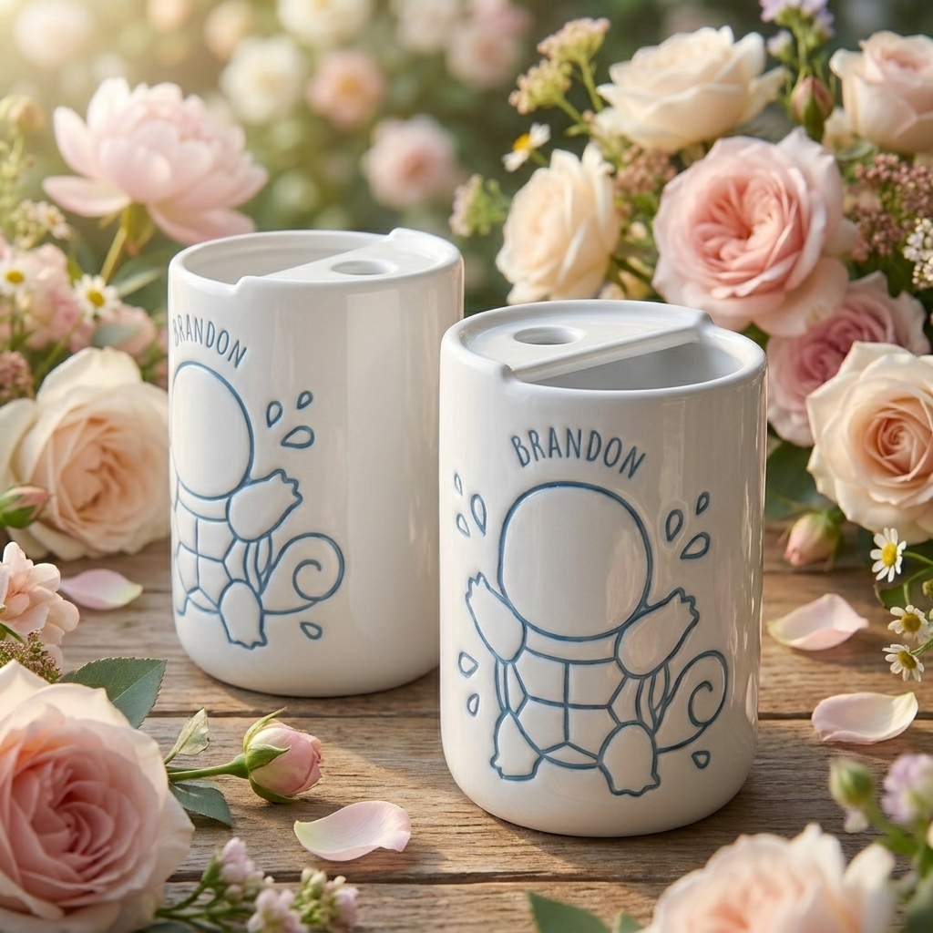 Hand-Painted Blue Turtle Ceramic Mug | Cute Aquatic Monster Stoneware Coffee Cup Siporia
