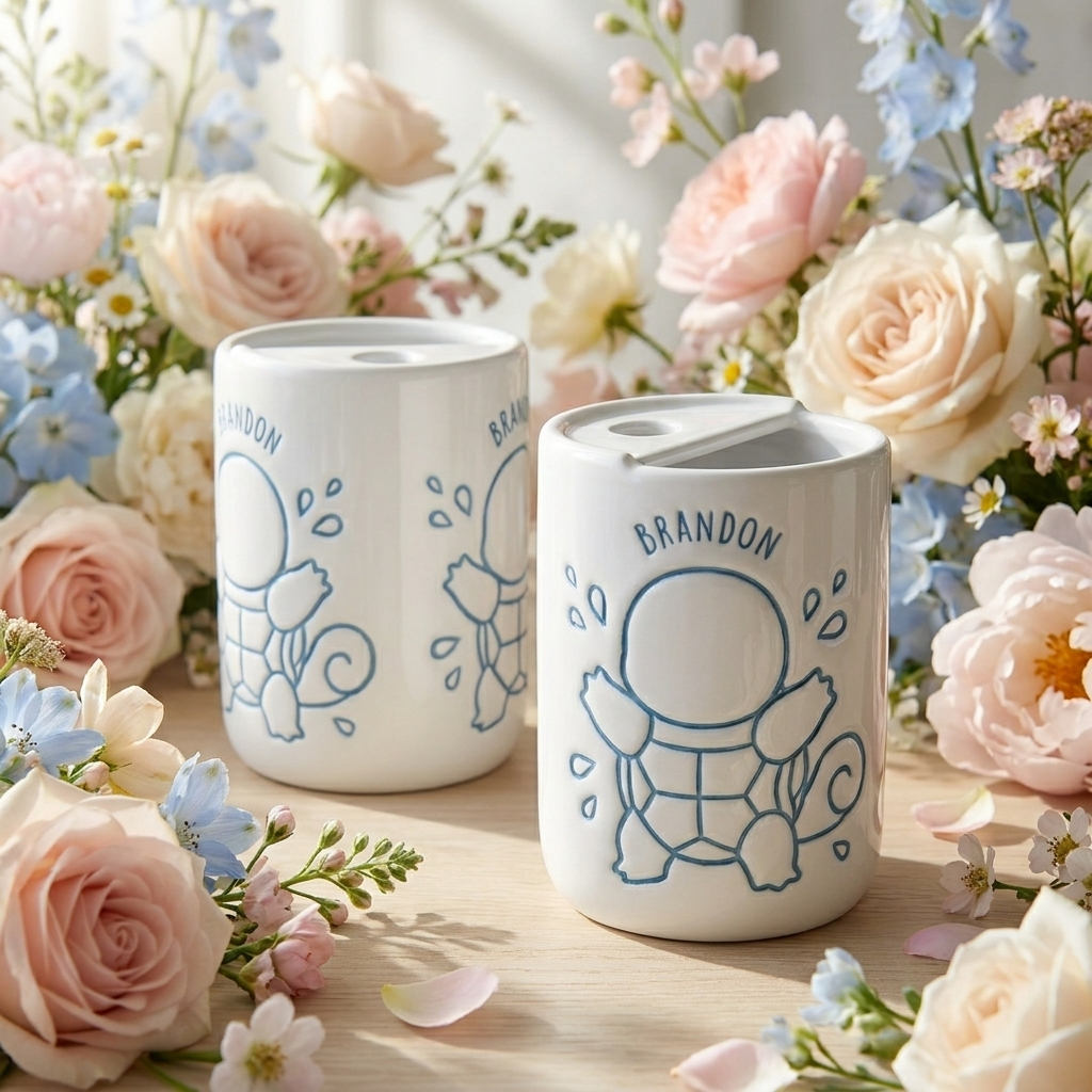 Hand-Painted Blue Turtle Ceramic Mug | Cute Aquatic Monster Stoneware Coffee Cup Siporia
