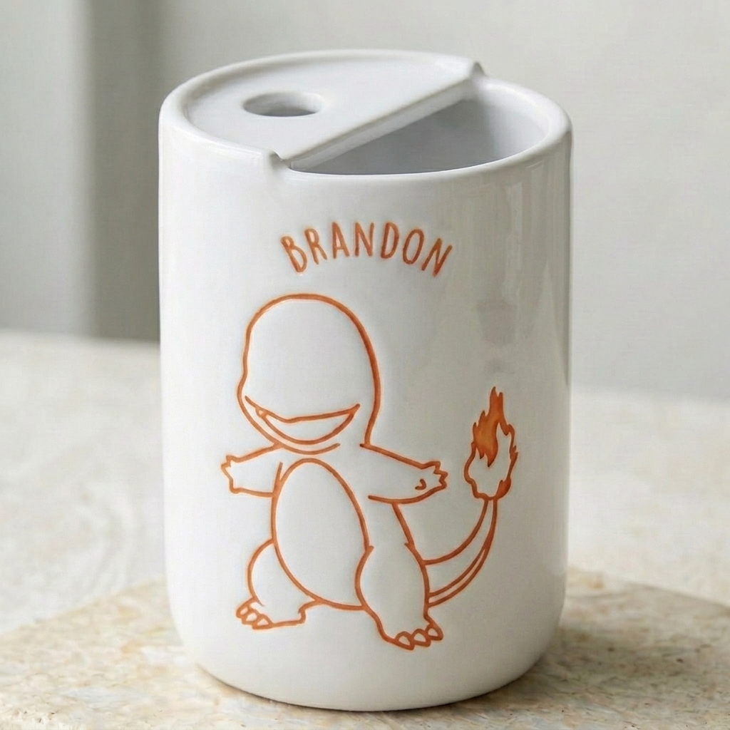 Hand-Painted Orange Dragon Ceramic Mug | Cute Fire Monster Stoneware Coffee Cup Siporia
