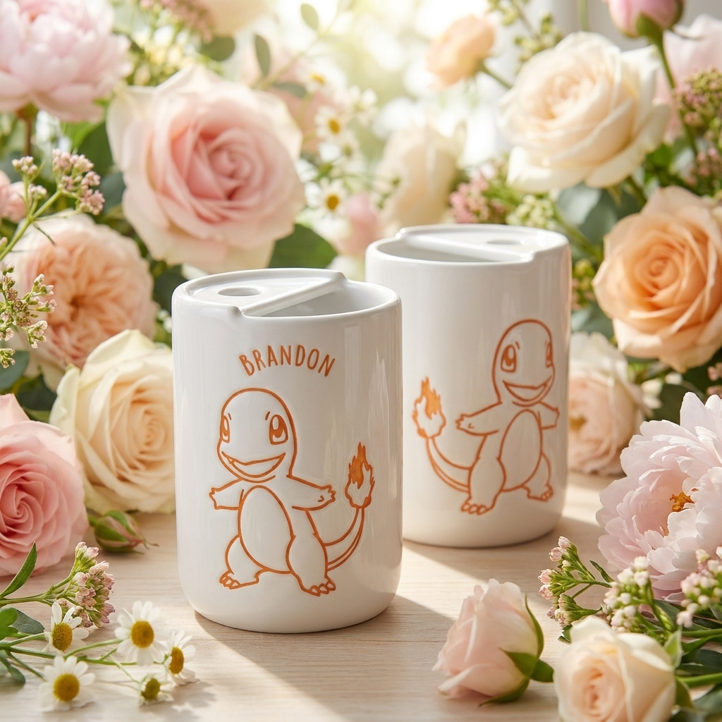 Hand-Painted Orange Dragon Ceramic Mug | Cute Fire Monster Stoneware Coffee Cup Siporia