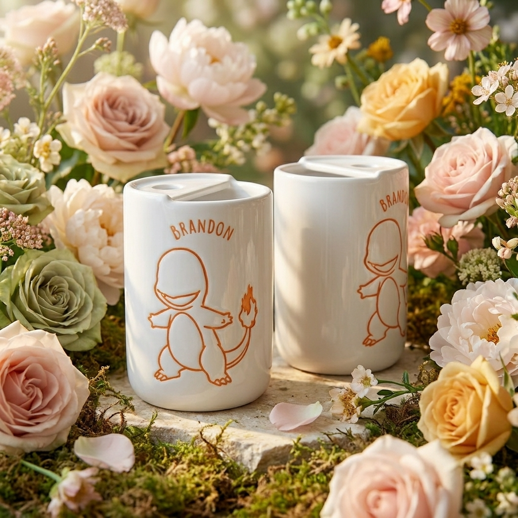 Hand-Painted Orange Dragon Ceramic Mug | Cute Fire Monster Stoneware Coffee Cup Siporia