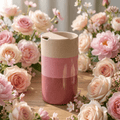 Cherry Blossom Pink Ceramic Travel Mug | Tall Stoneware Coffee Mug with Half Lid 🌸