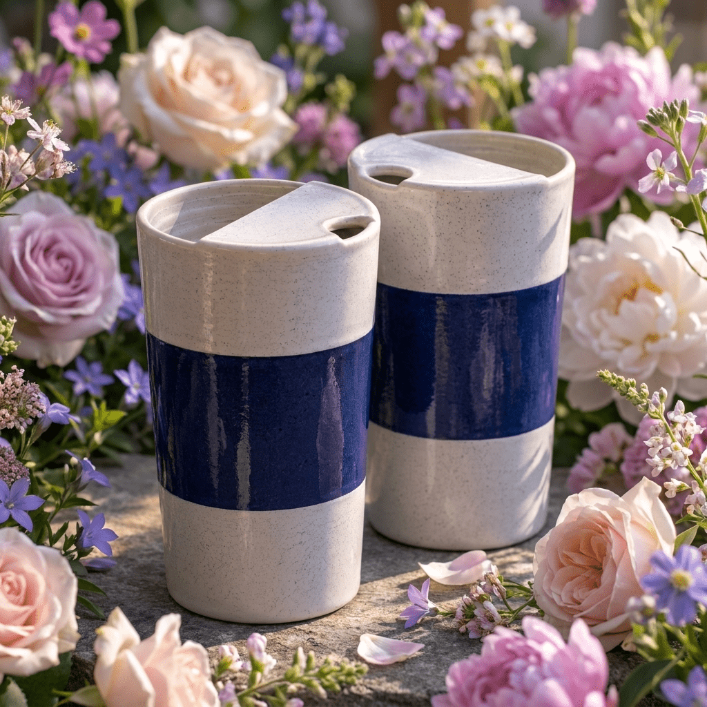 Midnight Indigo Ceramic Travel Mug | Tall Stoneware Coffee Mug with Half Lid | Modern Minimalist Tea Cup | Artisan Handmade Style Mug