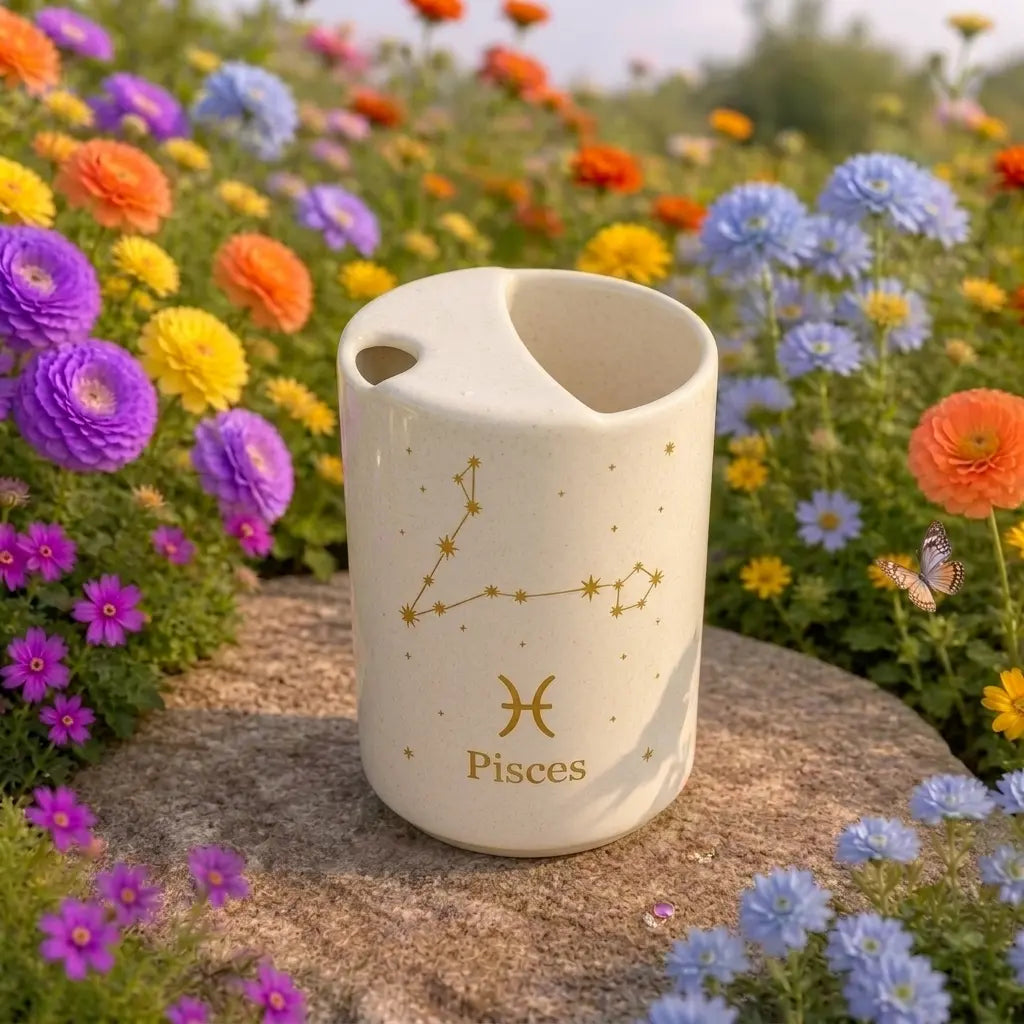 Handmade Pisces Zodiac Ceramic Mug – Celestial Astrology Coffee Cup, Minimalist Horoscope Tea Mug Siporia