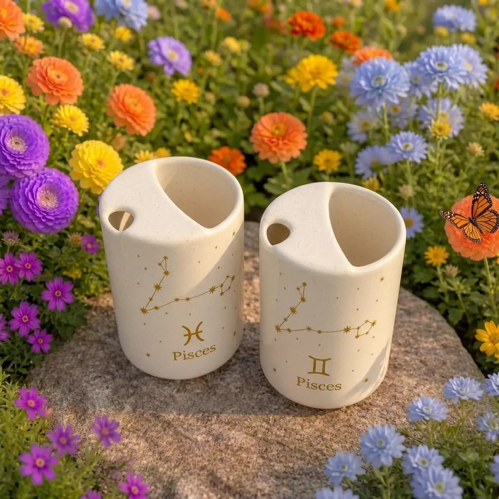 Handmade Pisces Zodiac Ceramic Mug – Celestial Astrology Coffee Cup, Minimalist Horoscope Tea Mug Siporia