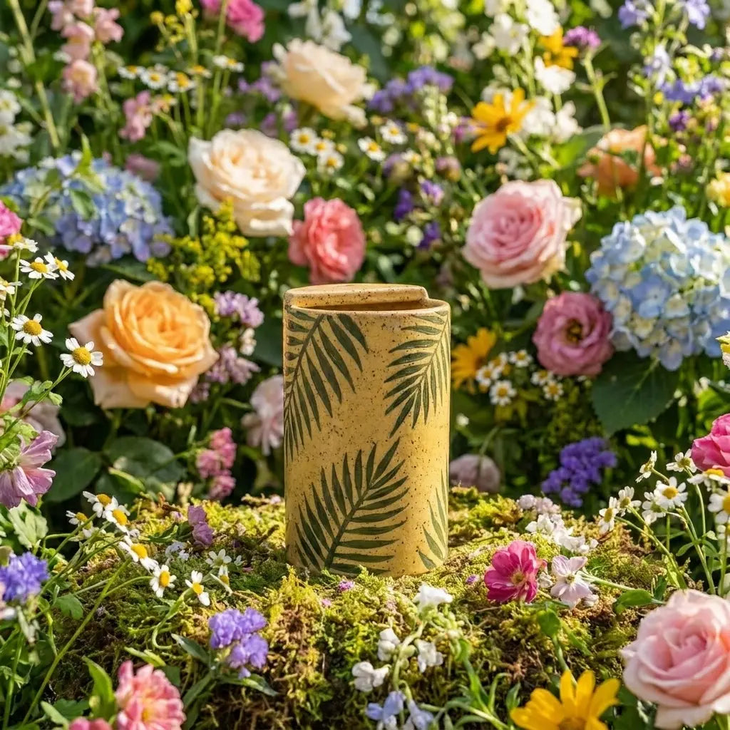 Tropical Palm Leaf Stoneware Mug | Handmade Botanical Ceramic Coffee Cup Siporia