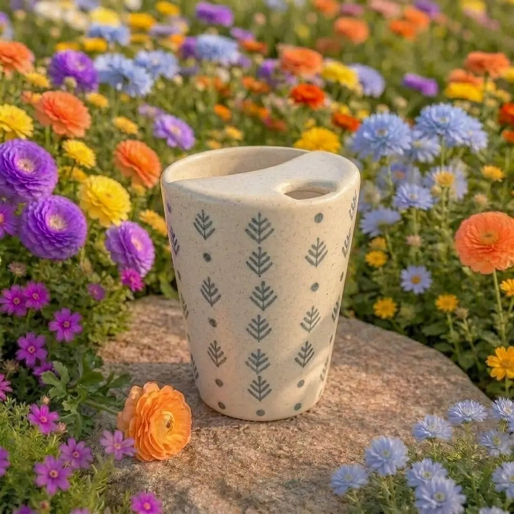 Minimalist Woodland Pattern Ceramic Mug | Handmade Artisan Tea & Coffee Cup Siporia