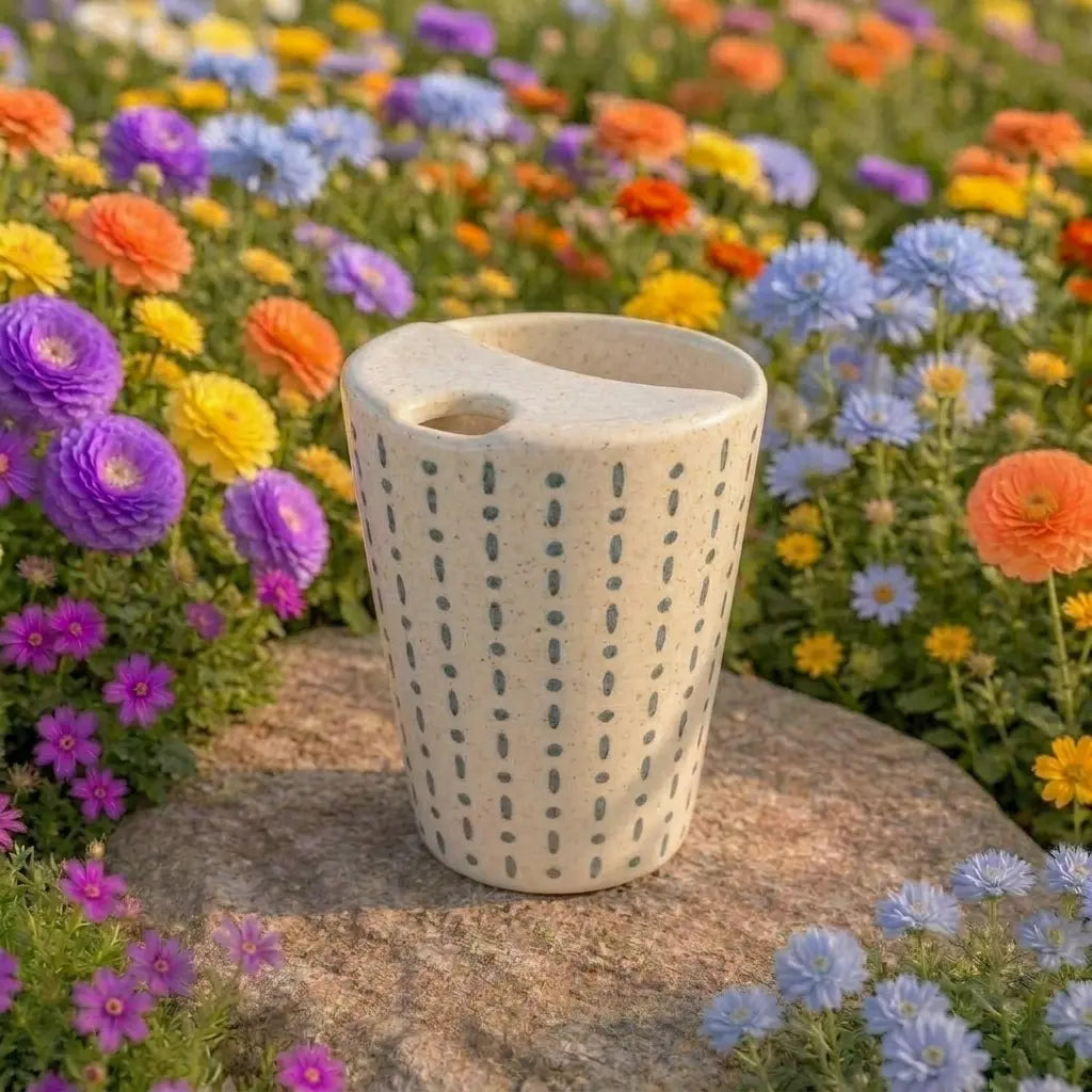 Minimalist Dash Pattern Ceramic Mug | Handmade Artisan Tea & Coffee Cup Siporia