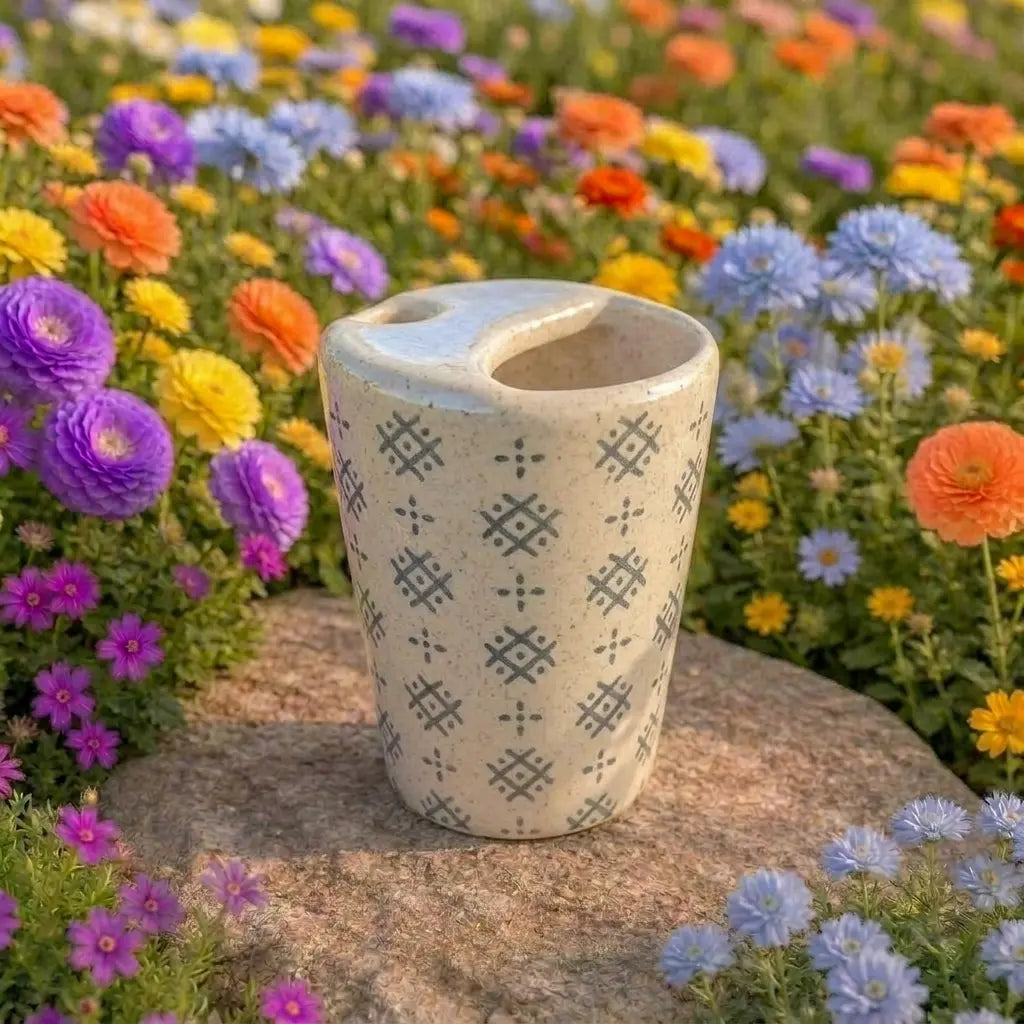Geometric Tribal Pattern Ceramic Mug | Handmade Artisan Tea & Coffee Cup Siporia
