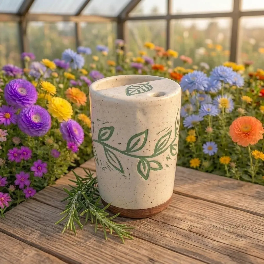 Handmade Botanical Ceramic Mug | Organic Minimalist Coffee Cup Siporia