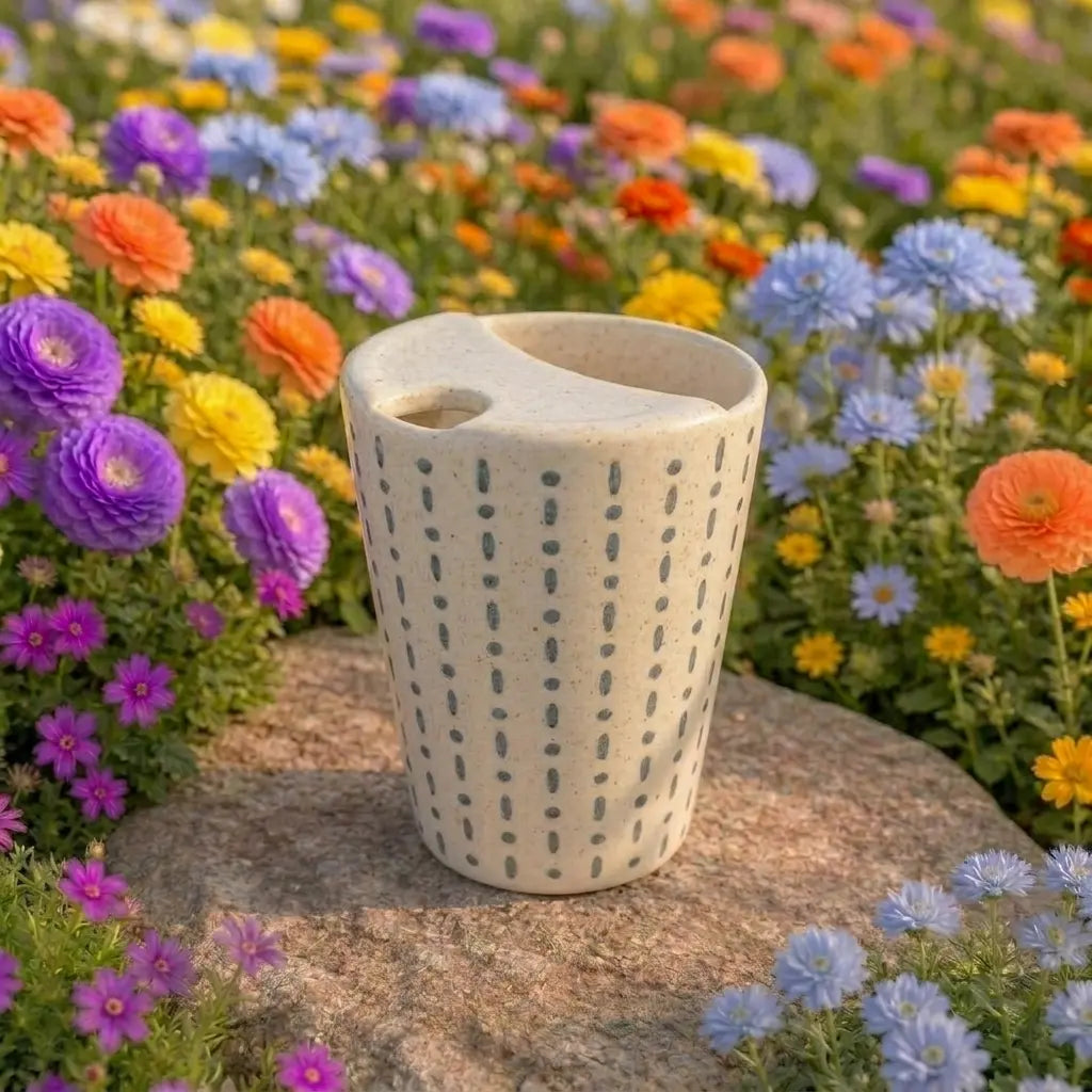 Minimalist Dash Pattern Ceramic Mug | Handmade Artisan Tea & Coffee Cup Siporia