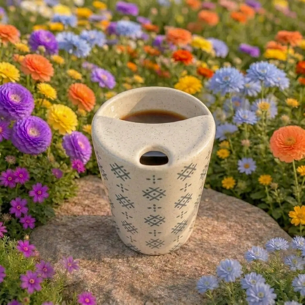 Geometric Tribal Pattern Ceramic Mug | Handmade Artisan Tea & Coffee Cup Siporia