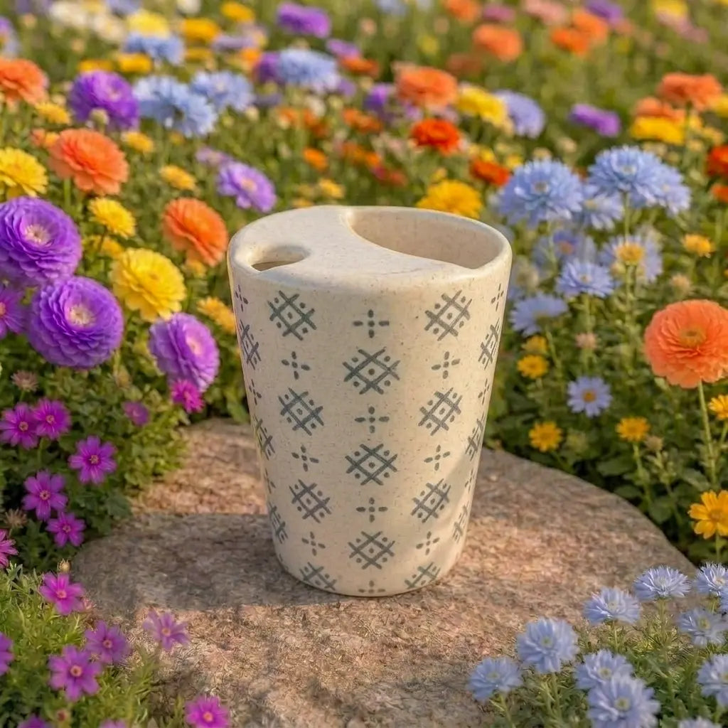 Geometric Tribal Pattern Ceramic Mug | Handmade Artisan Tea & Coffee Cup Siporia