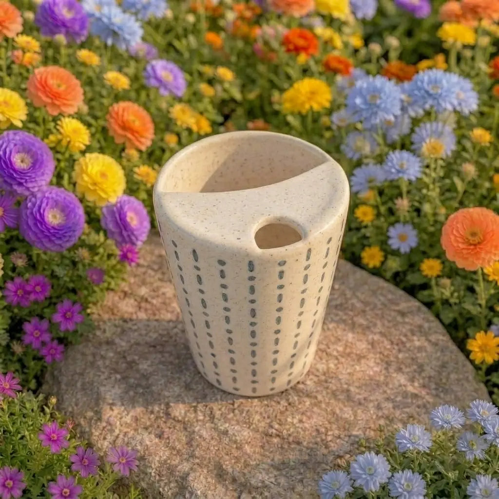 Minimalist Dash Pattern Ceramic Mug | Handmade Artisan Tea & Coffee Cup Siporia