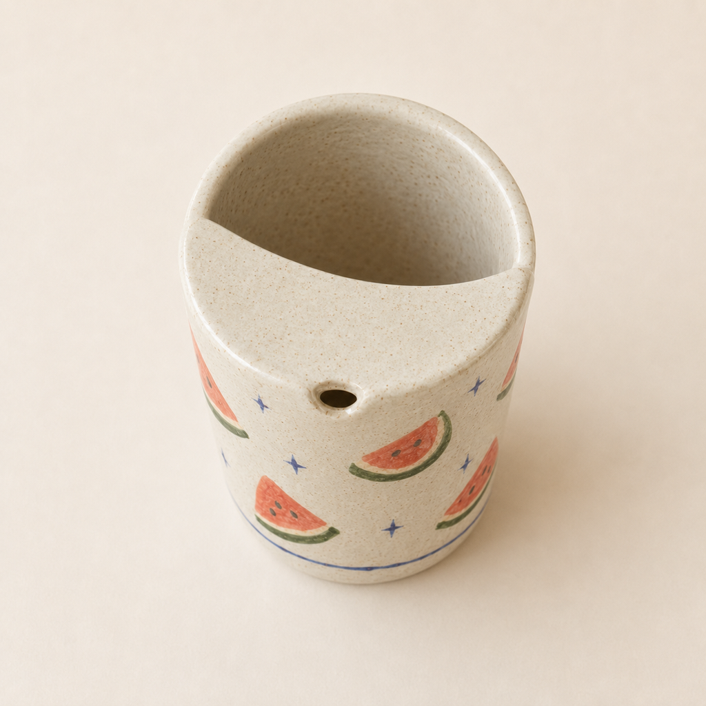 Hand-Painted Watermelon Ceramic Travel Mug