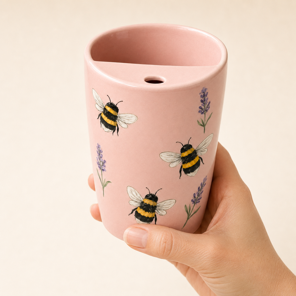 Blush Bumblebee Handmade Ceramic Travel Mug