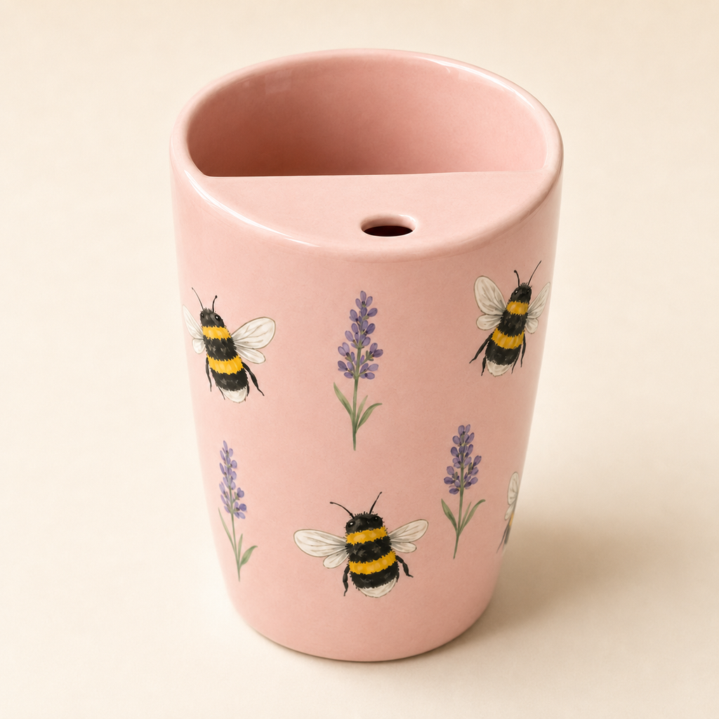 Blush Bumblebee Handmade Ceramic Travel Mug