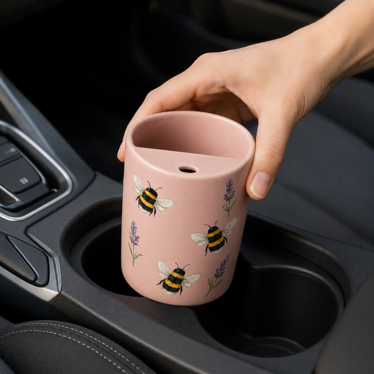 Blush Bumblebee Handmade Ceramic Travel Mug