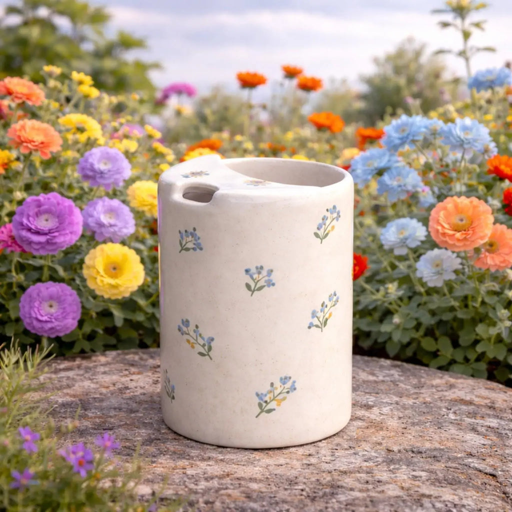 Handmade Minimal Floral Ceramic Mug – Soft Aesthetic Coffee Cup, Cozy Tea Mug Siporia