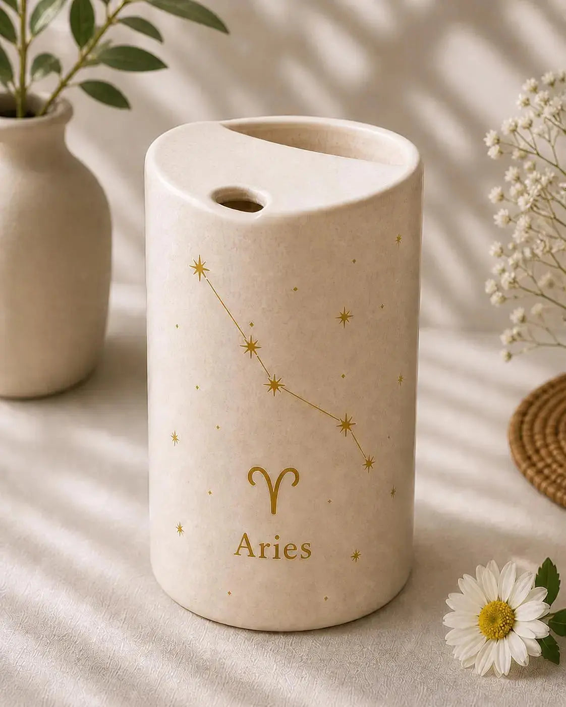 Handmade Aries Zodiac Ceramic Mug – Astrology Coffee Cup, Minimalist Horoscope Tea Mug Siporia