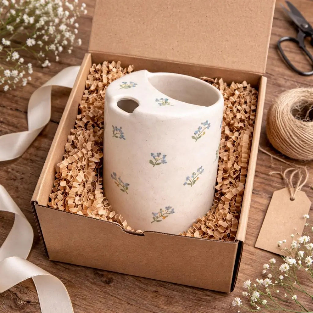 Handmade Minimal Floral Ceramic Mug – Soft Aesthetic Coffee Cup, Cozy Tea Mug Siporia