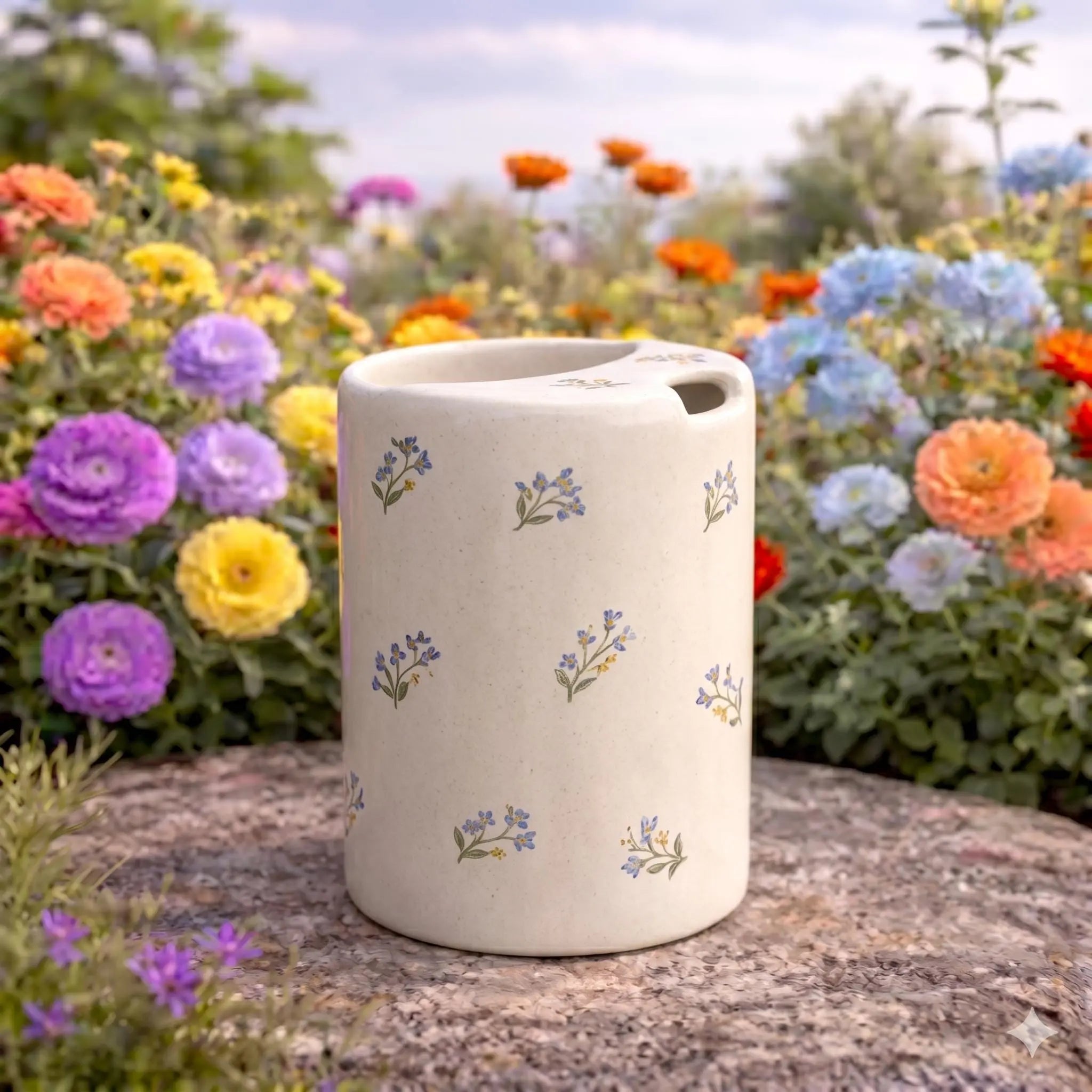 Handmade Minimal Floral Ceramic Mug – Soft Aesthetic Coffee Cup, Cozy Tea Mug Siporia
