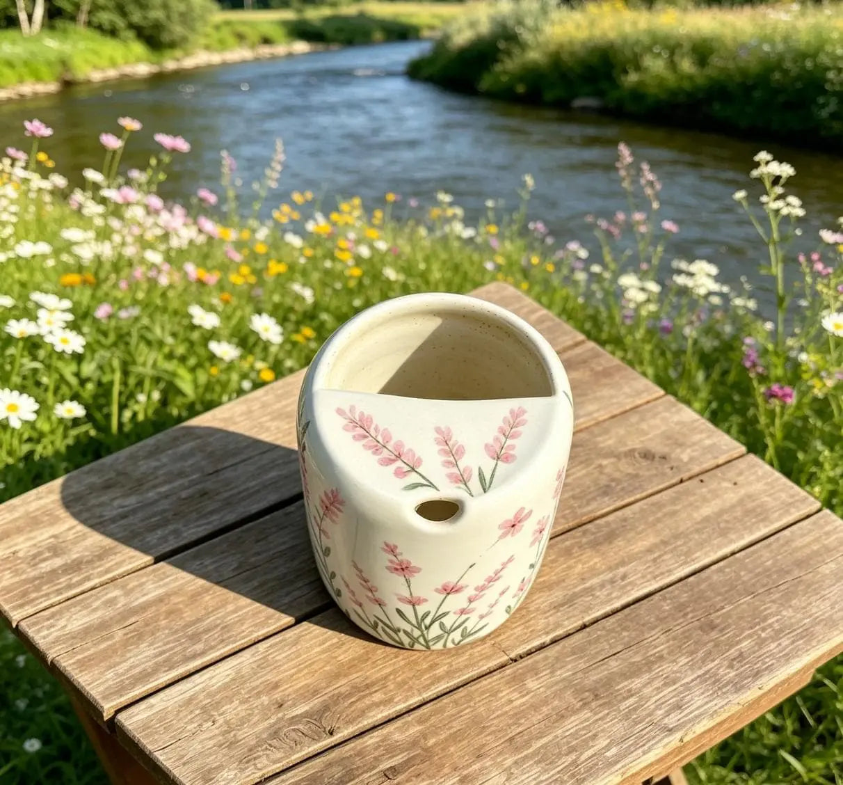 Handmade Pink Wildflower Ceramic Mug | Cottagecore Floral Coffee Cup Siporia