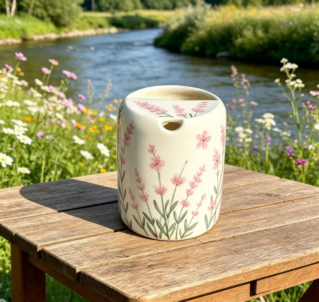 Handmade Pink Wildflower Ceramic Mug | Cottagecore Floral Coffee Cup Siporia