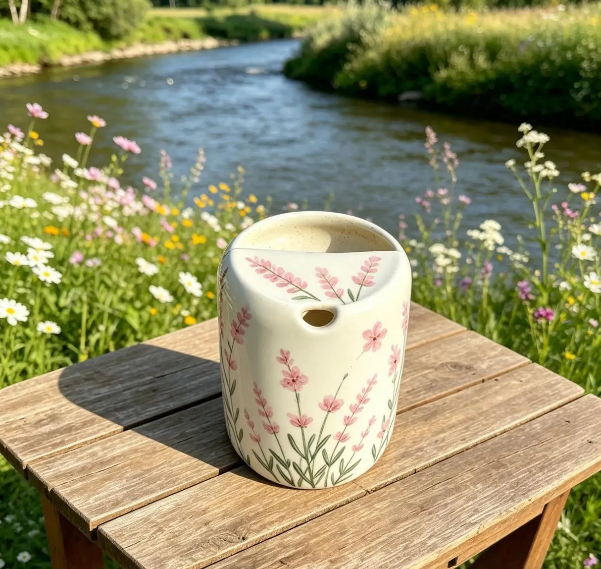 Handmade Pink Wildflower Ceramic Mug | Cottagecore Floral Coffee Cup Siporia